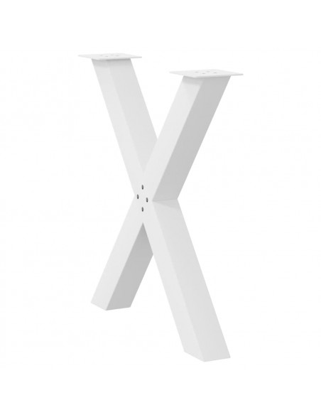 Gambe per tavolo da pranzo a forma di X 2 pz bianche 80x(72-73) cm in acciaio