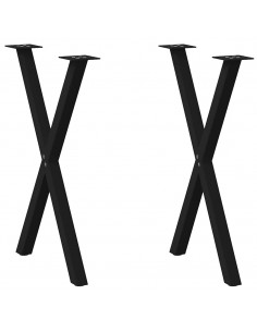 Gambe Tavolo Pranzo a Forma X 2 pz Nero 60x(72-73) cm Acciaio