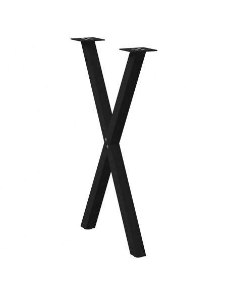Gambe Tavolo Pranzo a Forma X 2 pz Nero 60x(72-73) cm Acciaio