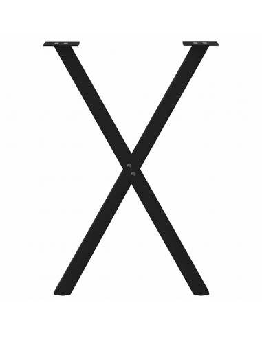 Gambe Tavolo Pranzo a Forma X 2 pz Nero 60x(72-73) cm Acciaio