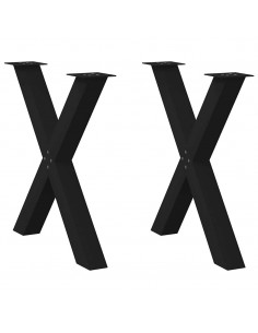 Gambe Tavolo Pranzo a Forma X 2 pz Nero 70x(72-73) cm Acciaio