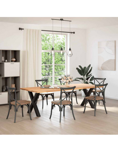 Gambe Tavolo Pranzo a Forma X 2 pz Nero 70x(72-73) cm Acciaio