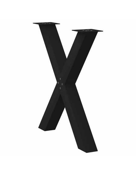 Gambe Tavolo Pranzo a Forma X 2 pz Nero 70x(72-73) cm Acciaio