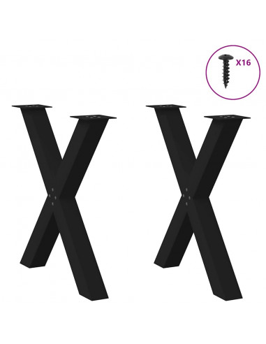 Gambe Tavolo Pranzo a Forma X 2 pz Nero 80x(72-73) cm Acciaio