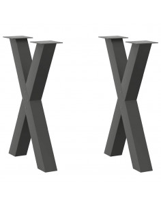 Gambe Tavolo Pranzo a X 2 pz Antracite 50x(72-73) cm Acciaio