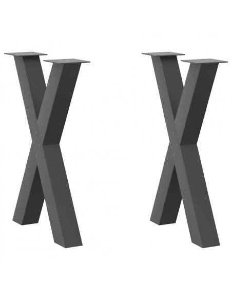 Gambe Tavolo Pranzo a X 2 pz Antracite 50x(72-73) cm Acciaio