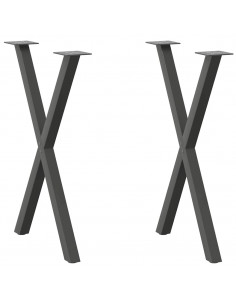Gambe Tavolo Pranzo a X 2 pz Antracite 60x(72-73) cm Acciaio