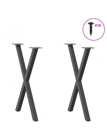 Gambe Tavolo Pranzo a X 2 pz Antracite 60x(72-73) cm Acciaio