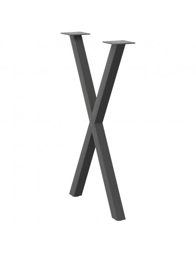 Gambe Tavolo Pranzo a X 2 pz Antracite 60x(72-73) cm Acciaio