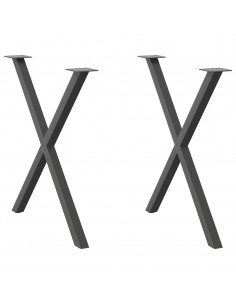 Gambe Tavolo Pranzo a X 2 pz Antracite 70x(72-73) cm Acciaio