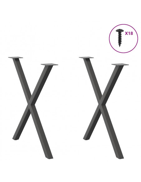 Gambe Tavolo Pranzo a X 2 pz Antracite 70x(72-73) cm Acciaio