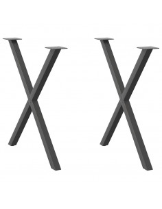 Gambe Tavolo Pranzo a X 2 pz Antracite 80x(72-73) cm Acciaio