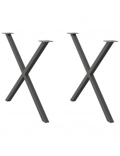 Gambe Tavolo Pranzo a X 2 pz Antracite 90x(72-73) cm Acciaio