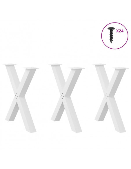 Gambe Tavolo Pranzo a X 3 pz Bianco 80x(72-73) cm Acciaio