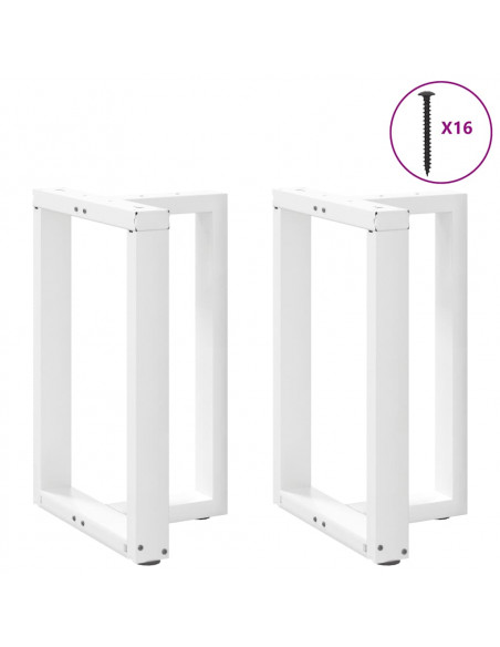 Gambe per tavolo da pranzo a forma di T 2 pz bianche 60x35x(72-73) cm in acciaio