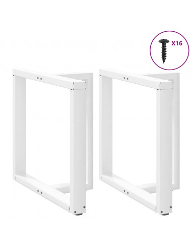 Gambe per tavolo da pranzo a forma di T 2 pz bianche 80x35x(72-73) cm in acciaio