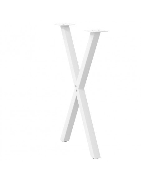 Gambe per tavolo da pranzo a forma di X 2 pz bianche 50x(72-73) cm in acciaio