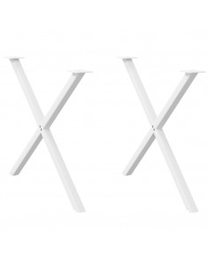 Gambe Tavolo Pranzo Forma X 2pz Bianco 90x(72-73)cm Acciaio