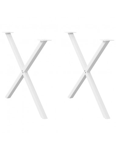 Gambe Tavolo Pranzo Forma X 2pz Bianco 90x(72-73)cm Acciaio