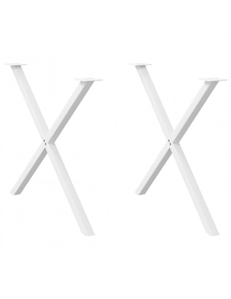 Gambe Tavolo Pranzo Forma X 2pz Bianco 90x(72-73)cm Acciaio