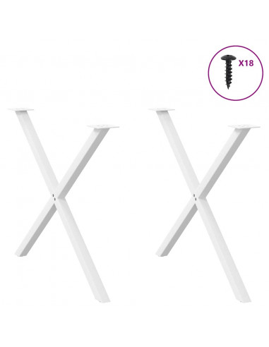 Gambe Tavolo Pranzo Forma X 2pz Bianco 90x(72-73)cm Acciaio