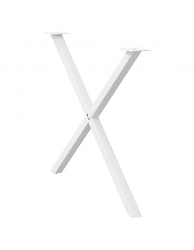 Gambe Tavolo Pranzo Forma X 2pz Bianco 90x(72-73)cm Acciaio