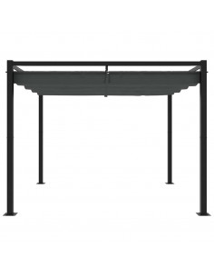 Gazebo da Giardino con Tetto Retrattile Antracite 3x3 m Acciaio 2