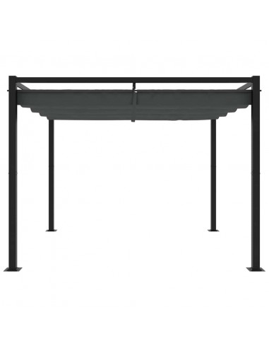 Gazebo da Giardino con Tetto Retrattile Antracite 3x3 m Acciaio