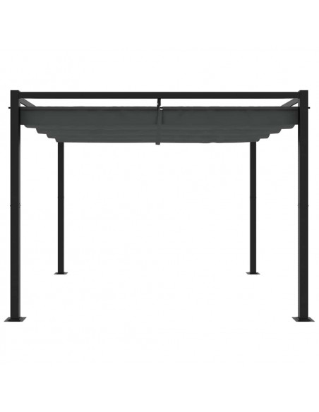 Gazebo da Giardino con Tetto Retrattile Antracite 3x3 m Acciaio