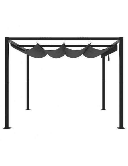 Gazebo da Giardino con Tetto Retrattile Antracite 3x3 m Acciaio