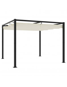 Gazebo da Giardino con Tetto Retrattile Crema 3x3m in Acciaio