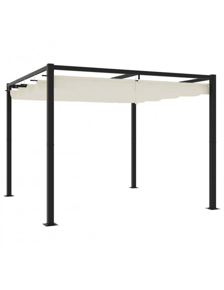 Gazebo da Giardino con Tetto Retrattile Crema 3x3m in Acciaio