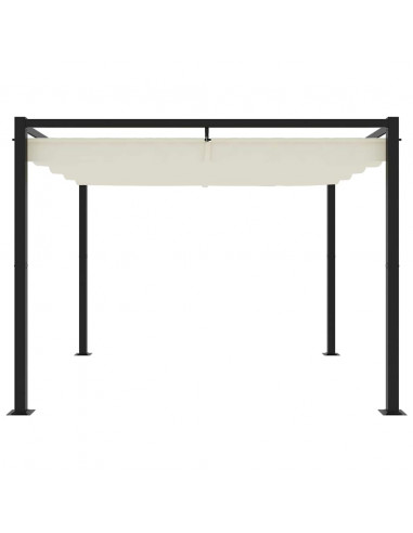 Gazebo da Giardino con Tetto Retrattile Crema 3x3m in Acciaio