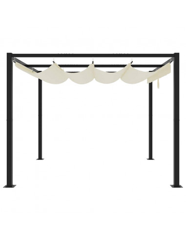 Gazebo da Giardino con Tetto Retrattile Crema 3x3m in Acciaio