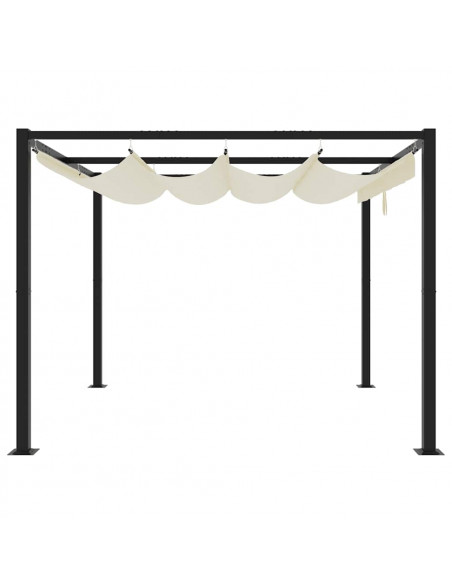 Gazebo da Giardino con Tetto Retrattile Crema 3x3m in Acciaio