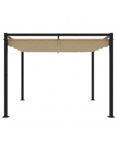 Gazebo da Giardino con Tetto Retrattile Tortora 3x3 m Acciaio 2