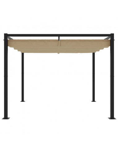 Gazebo da Giardino con Tetto Retrattile Tortora 3x3 m Acciaio