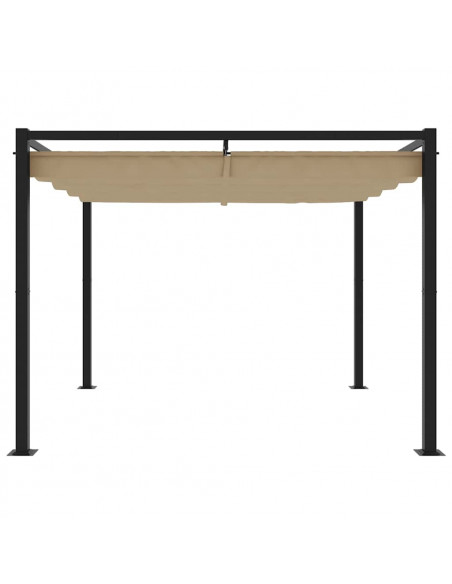 Gazebo da Giardino con Tetto Retrattile Tortora 3x3 m Acciaio