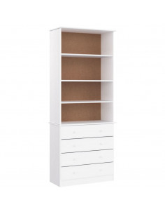 Libreria con Cassetti ALTA Bianca 77x35x186,5 cm Massello Pino
