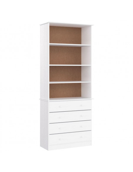 Libreria con Cassetti ALTA Bianca 77x35x186,5 cm Massello Pino