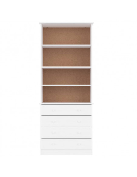 Libreria con Cassetti ALTA Bianca 77x35x186,5 cm Massello Pino