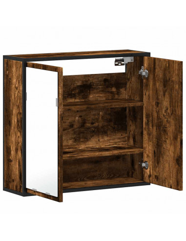 Mobile Bagno Specchio Rovere Fumo 65x20x60 cm Legno Multistrato