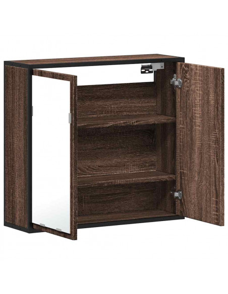 Mobile Bagno Specchio Rovere Marrone 65x20x60 Legno Multistrato