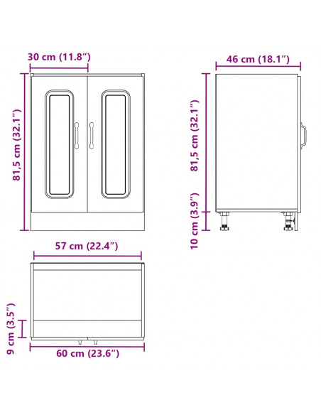 Mobile base lavello Kalmar Nero 60x46x81,5 cm in Truciolato