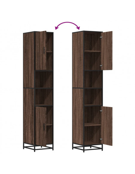 Mobile da Bagno Marrone 35x37,5x188,5cm in Truciolato e Metallo
