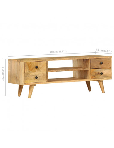 Mobile Porta TV 110x35x40 cm in Legno Massello di Mango