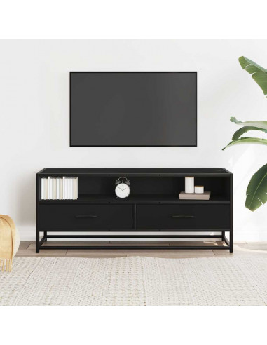 Mobile Porta TV Nero 180x30x50cm in Truciolato e Metallo