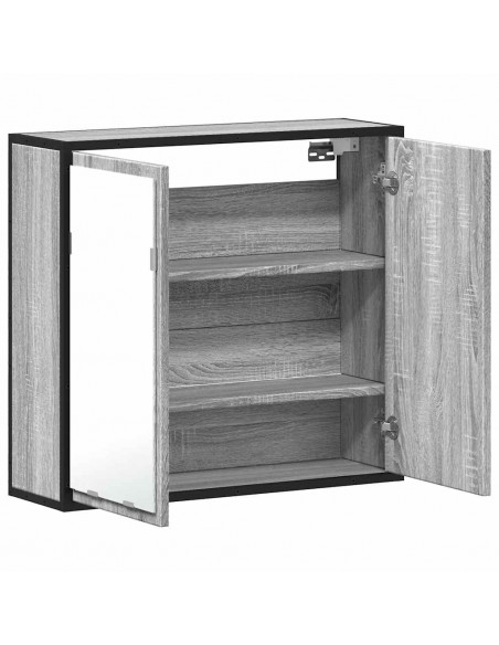 Mobile Specchio da Bagno Grigio Sonoma 65x20x60 cm Multistrato