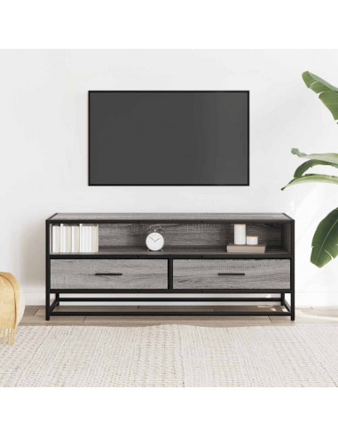 Mobile TV Grigio Sonoma 100x34,5x40cm Legno Multistrato Metallo