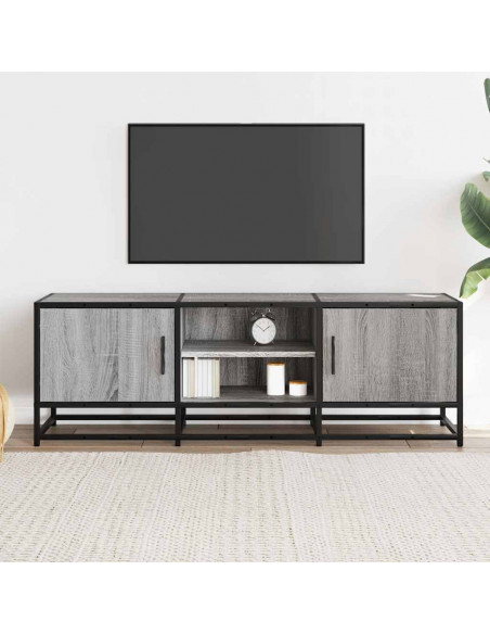 Mobile TV Grigio Sonoma 120x35x41cm Legno Multistrato e Metallo